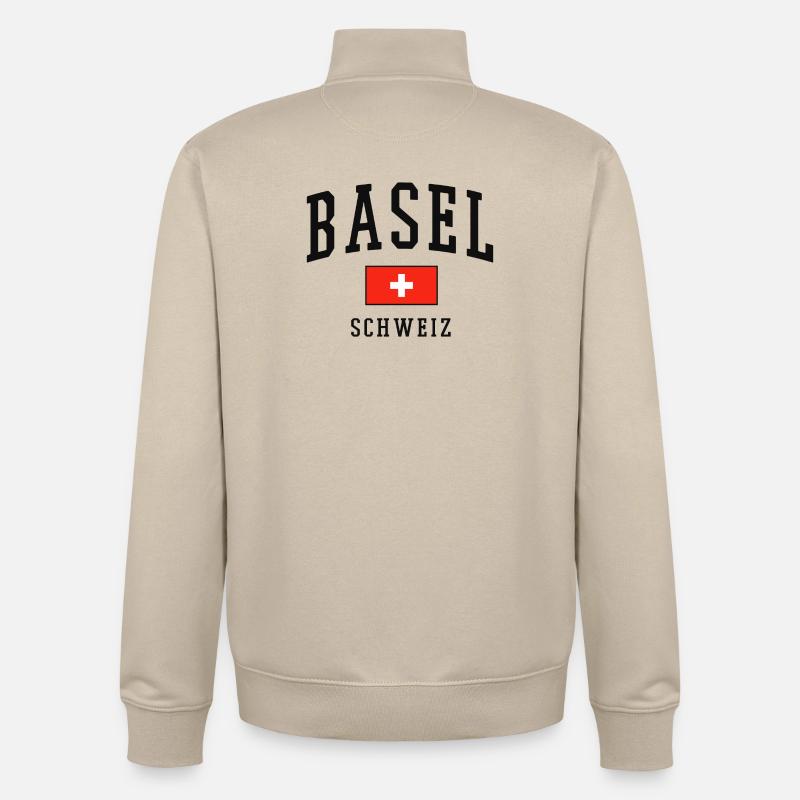Bâle Drapeau suisse - Sweat zippé unisexe en coton bio Stanley/Stella - beige crème