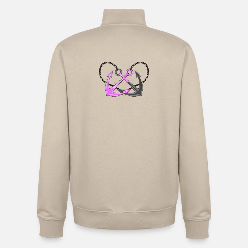 Deux ancrages - Sweat zippé unisexe en coton bio Stanley/Stella - beige crème