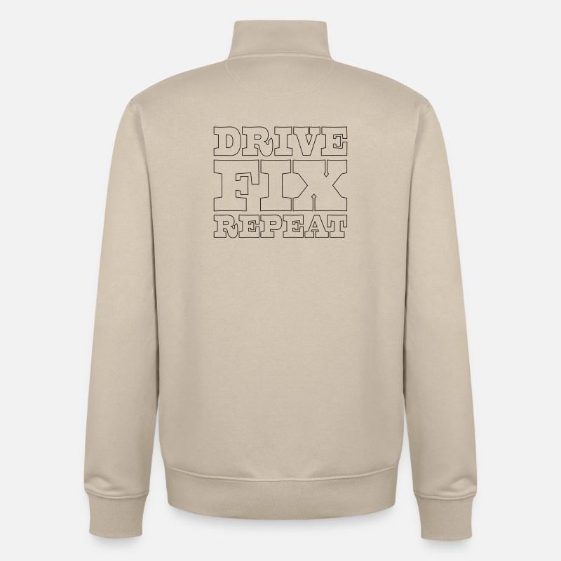 45 Drive Fix Repeat - Sweat zippé unisexe en coton bio Stanley/Stella - beige crème