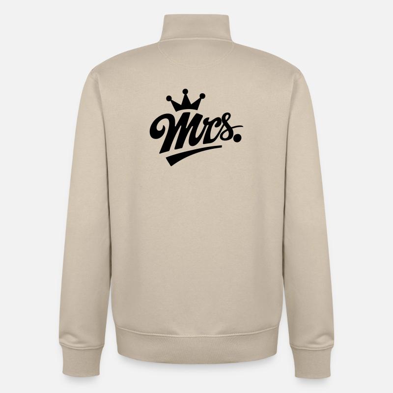 Mrs. & Krone, personnalisable - Sweat zippé unisexe en coton bio Stanley/Stella - beige crème