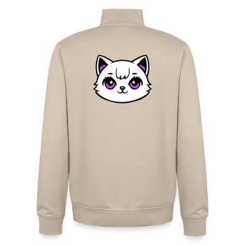 Katzenkopf Pink Augen Weiß Mieze Süß Kawaii Rosa - Unisex Organic Zip Sweatshirt von Stanley/Stella - Cremebeige - Hinten - AI Model Male 185 dark (185cm)