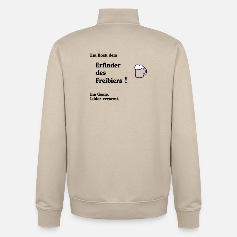 Inventeur de la bière gratuite - Sweat zippé unisexe en coton bio Stanley/Stella - beige crème