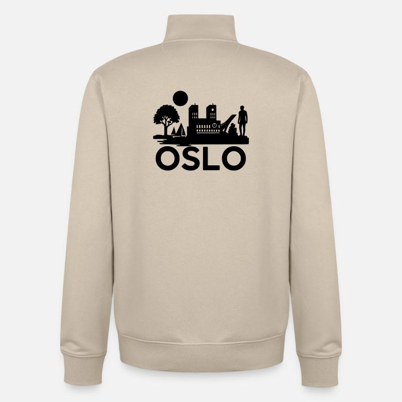 Oslo Silhouette Monuments - Sweat zippé unisexe en coton bio Stanley/Stella - beige crème