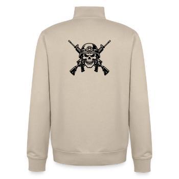 Krieg - Unisex Organic Zip Sweatshirt von Stanley/Stella - Cremebeige - Hinten - AI Model Male 185 dark (185cm)