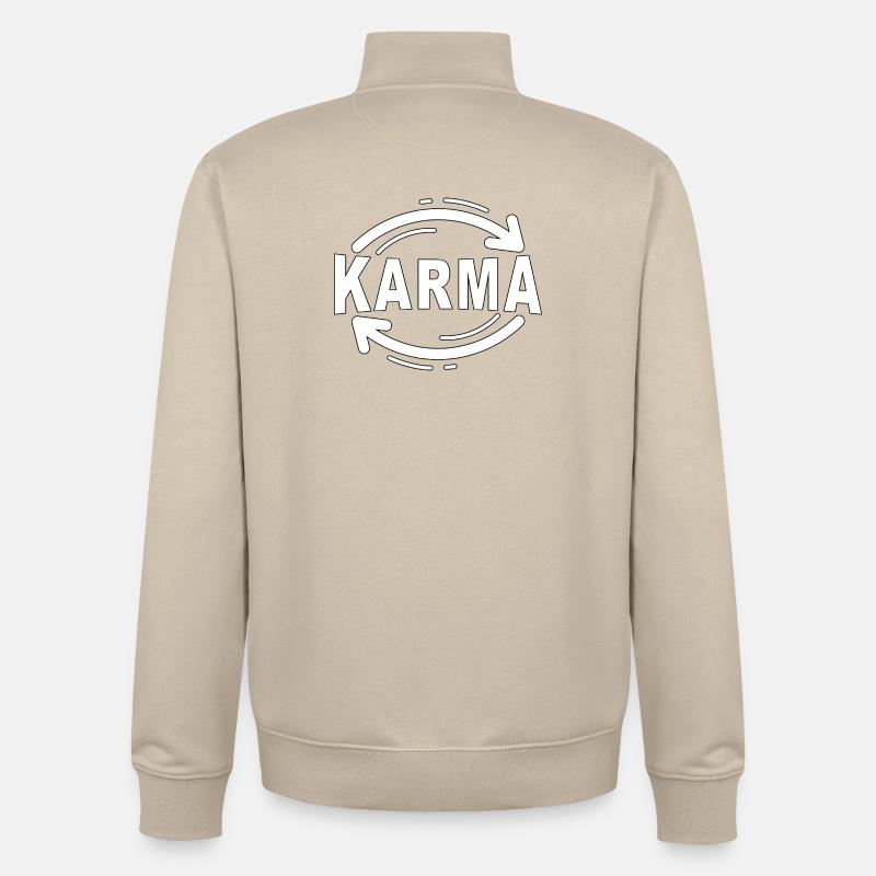 Karma - Minimalistisches Statement Design - Unisex Organic Zip Sweatshirt von Stanley/Stella - Cremebeige