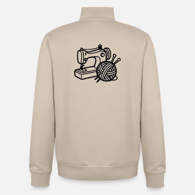 Sewing Machine Wool Knitting Sewing Handmade - Unisex Organic Zip Sweatshirt by Stanley/Stella - desert dust