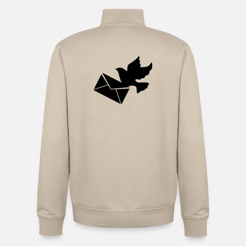Pigeon voyageur avec une lettre - Sweat zippé unisexe en coton bio Stanley/Stella - beige crème