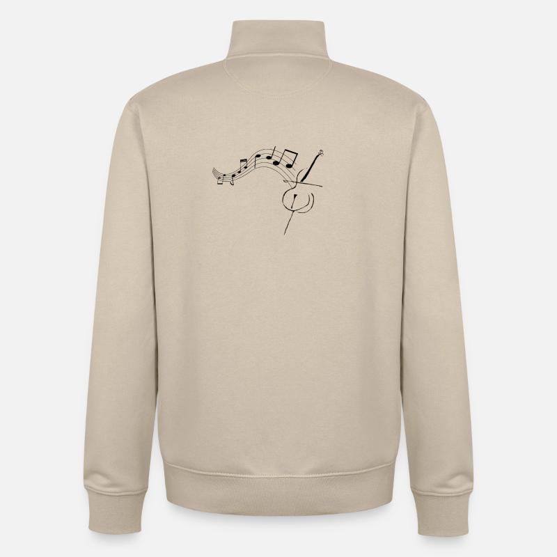 Violoncelle avec notes1 - Sweat zippé unisexe en coton bio Stanley/Stella - beige crème
