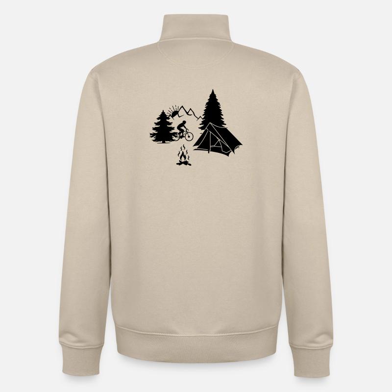 Camping de vacances à vélo - Sweat zippé unisexe en coton bio Stanley/Stella - beige crème