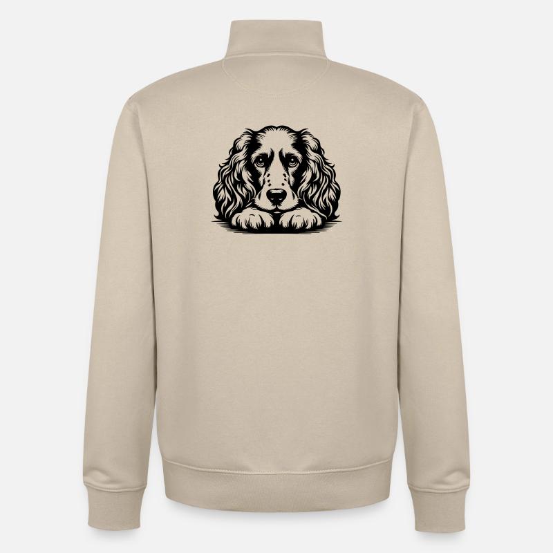 Cocker Spaniel Head with Paws - Unisex Organic Zip Sweatshirt by Stanley/Stella - desert dust