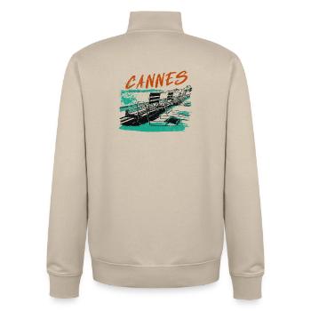 Cannes Côte d'Azur Illustration - Unisex Organic Zip Sweatshirt von Stanley/Stella - Cremebeige - Hinten - AI Model Male 185 dark (185cm)