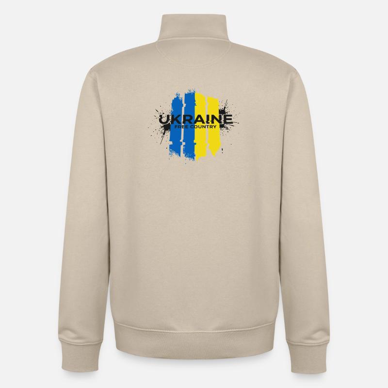 L’Ukraine Pays Libre Drapeau Art - Sweat zippé unisexe en coton bio Stanley/Stella - beige crème