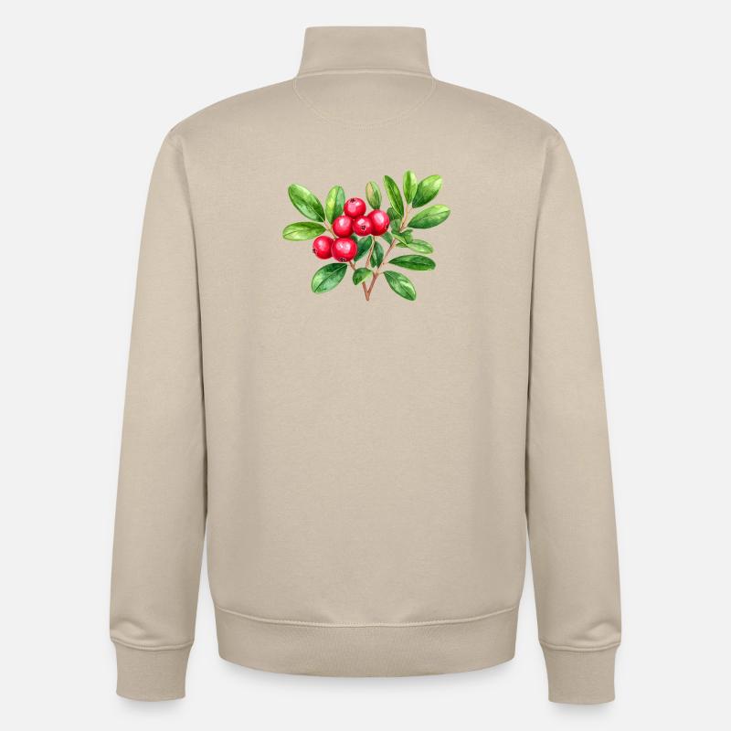Preiselbeere – botanisches Aquarell - Unisex Organic Zip Sweatshirt von Stanley/Stella - Cremebeige