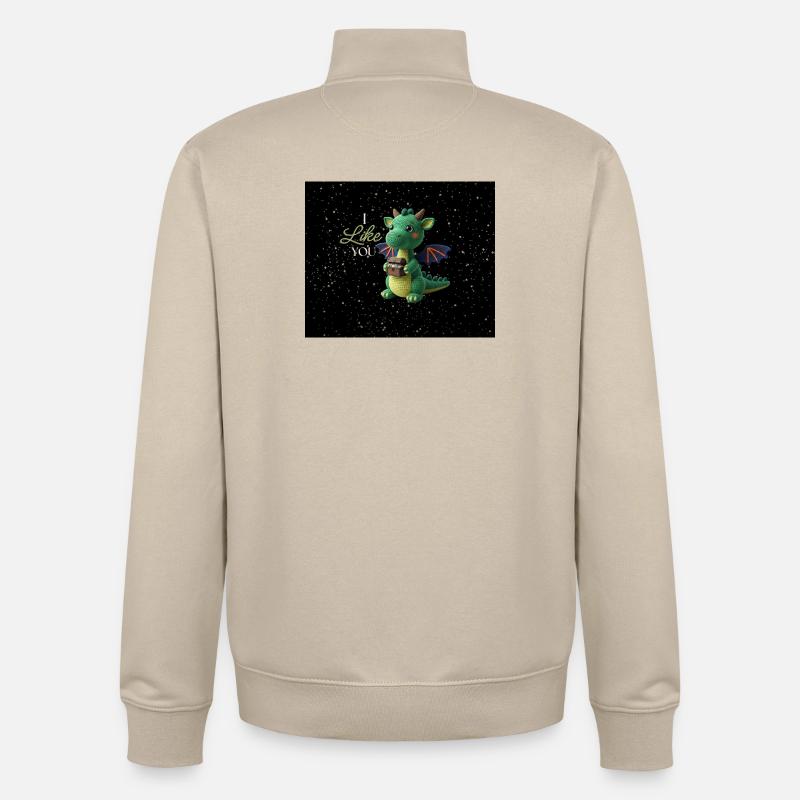 Kuscheldrache mit Schatzbeutel - Unisex Organic Zip Sweatshirt von Stanley/Stella - Cremebeige