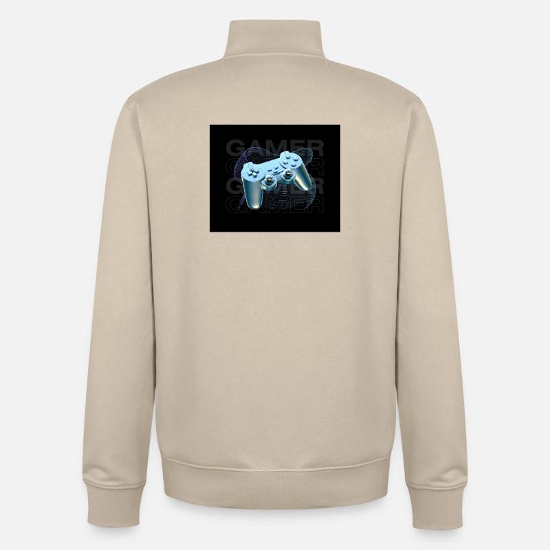 Neon Blue Controller 3D - Unisex Organic Zip Sweatshirt by Stanley/Stella - desert dust