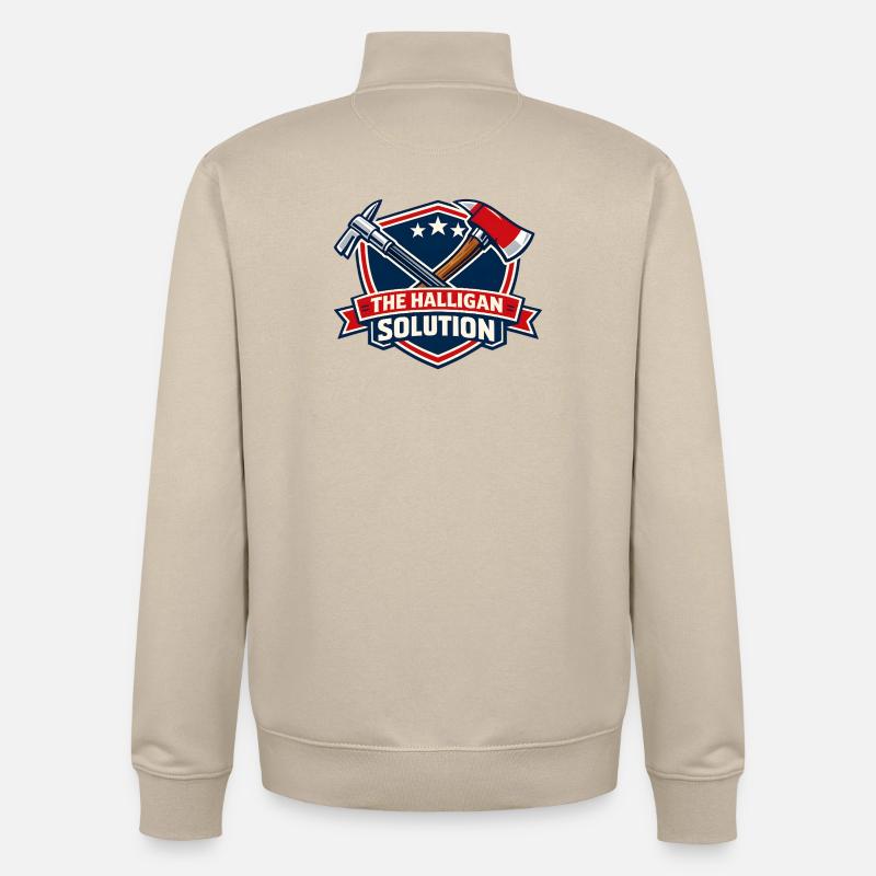 Halligan Solution Schild Grafik - Unisex Organic Zip Sweatshirt von Stanley/Stella - Cremebeige