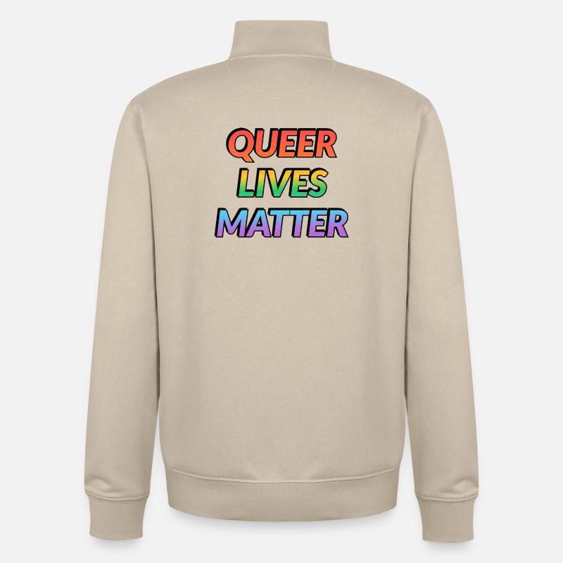 Queer Lives Matter Regenbogen - Unisex Organic Zip Sweatshirt von Stanley/Stella - Cremebeige