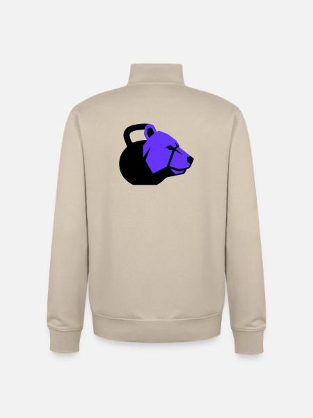 Kettlebell Bear Bear Dynamic Fitness - Unisex Organic Zip Sweatshirt by Stanley/Stella - desert dust