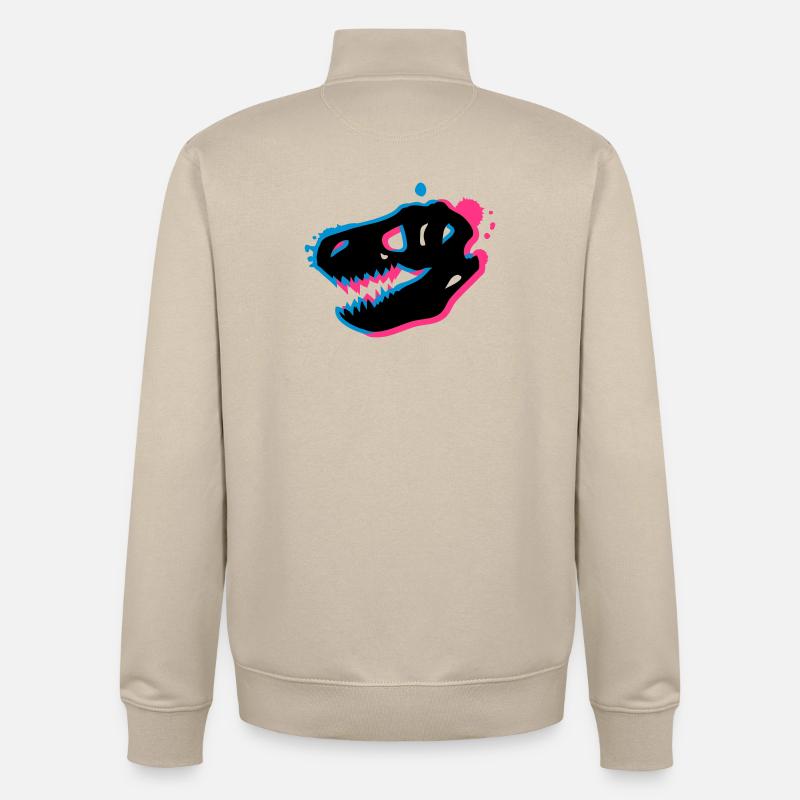 T Rex Schädel 3-D - Unisex Organic Zip Sweatshirt von Stanley/Stella - Cremebeige