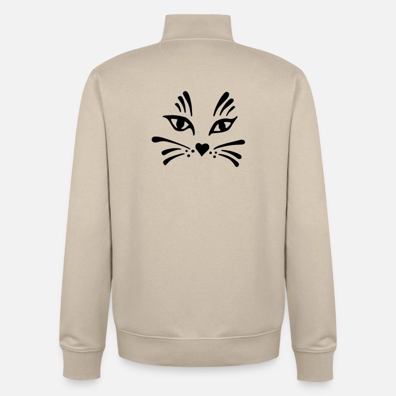 tête de chat simplifiée - Sweat zippé unisexe en coton bio Stanley/Stella - beige crème