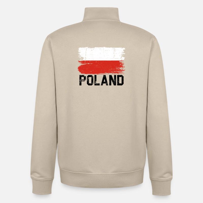 Drapeau de la Pologne - Sweat zippé unisexe en coton bio Stanley/Stella - beige crème
