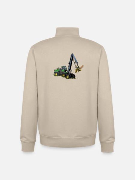 Moissonneuse-batteuse, Moissonneuse-batteuse - Sweat zippé unisexe en coton bio Stanley/Stella - beige crème
