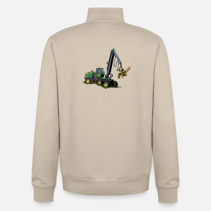 Harvester, Holzerntemaschine - Unisex Organic Zip Sweatshirt von Stanley/Stella - Cremebeige