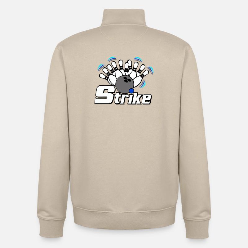 Strike Bowling - Sweat zippé unisexe en coton bio Stanley/Stella - beige crème