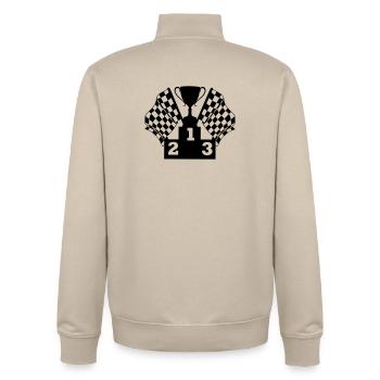 Car Racing Cup Flagge Podium - Unisex Organic Zip Sweatshirt von Stanley/Stella - Cremebeige - Hinten - AI Model Male 185 dark (185cm)