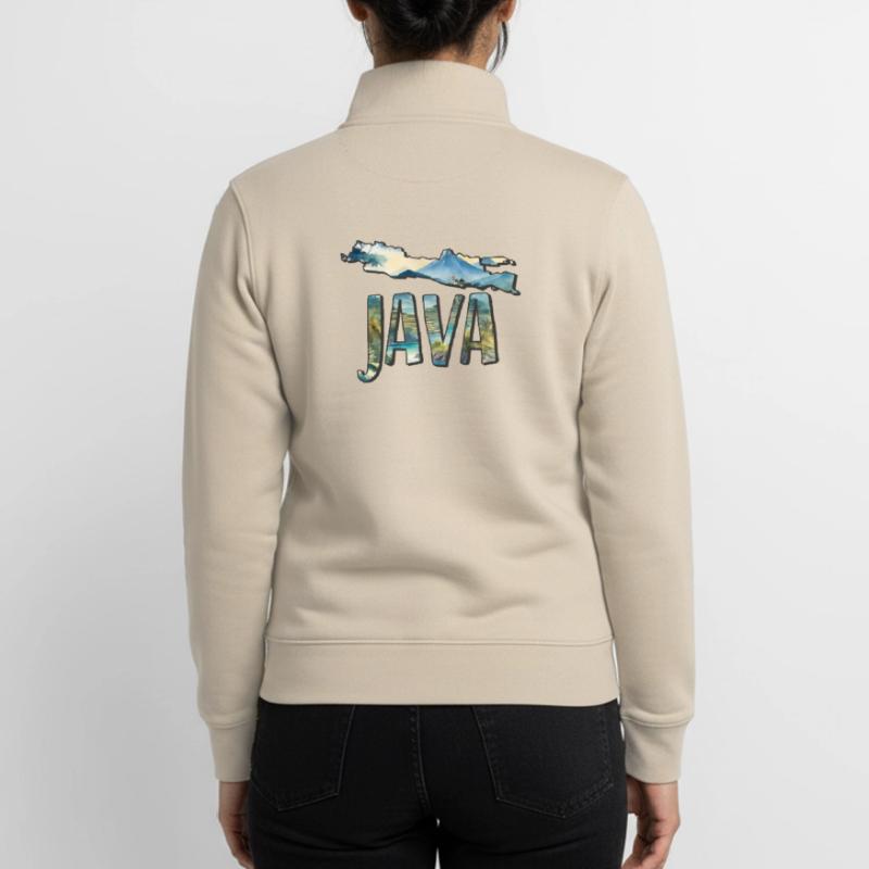 Watercolor Map Java Unisex Organic Zip Sweatshirt by Stanley/Stella