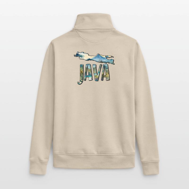 Watercolor Map Java Unisex Organic Zip Sweatshirt by Stanley/Stella