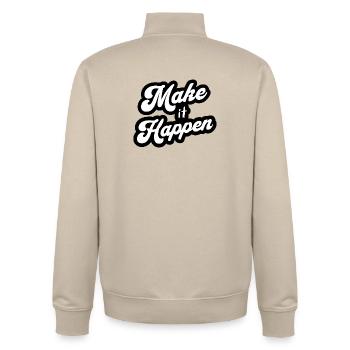 Motivation Positiv Make It Happen - Unisex Organic Zip Sweatshirt von Stanley/Stella - Cremebeige - Hinten - AI Model Male 185 dark (185cm)