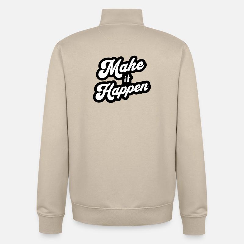 Motivation Positiv Make It Happen - Unisex Organic Zip Sweatshirt von Stanley/Stella - Cremebeige