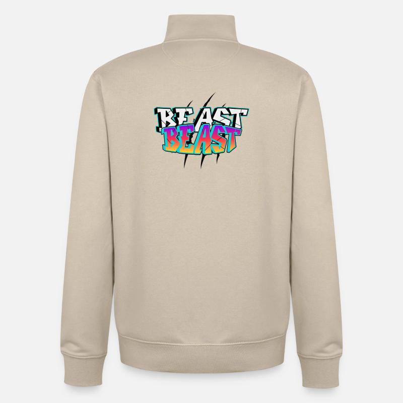 BEAST Graffiti Design - Sweat zippé unisexe en coton bio Stanley/Stella - beige crème