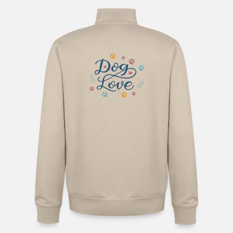Hundeliebe Skript Pastellfarbene Pfote - Unisex Organic Zip Sweatshirt von Stanley/Stella - Cremebeige