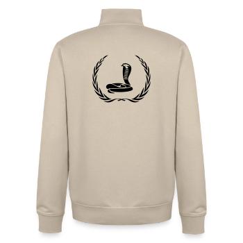 Couronne de serpent cobra - Sweat zippé unisexe en coton bio Stanley/Stella - beige crème - Dos - AI Model Male 185 dark (185cm)