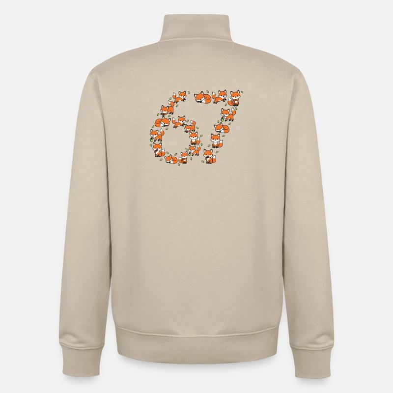 Fox Ring Pattern 67 Meme - Unisex Organic Zip Sweatshirt by Stanley/Stella - desert dust