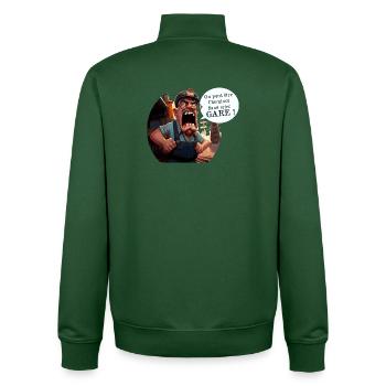 YOU CAN BE A RAILWAY WORKER WITHOUT WARNING! (train) - Unisex Organic Zip Sweatshirt by Stanley/Stella - bottle green - Back - AI Model Male 185 dark (185cm)