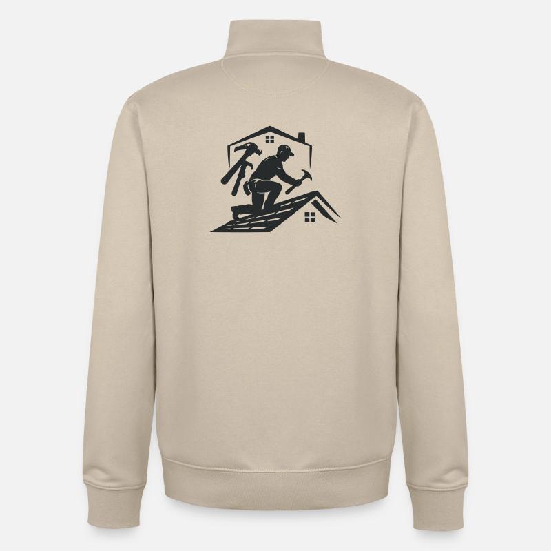 Dachhandwerker Silhouette Dachdecker - Unisex Organic Zip Sweatshirt von Stanley/Stella - Cremebeige