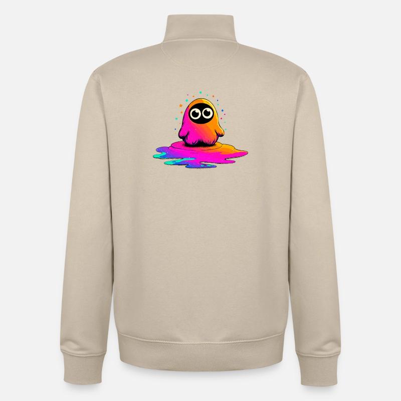 Neon Figur auf Farbklecks - Unisex Organic Zip Sweatshirt von Stanley/Stella - Cremebeige