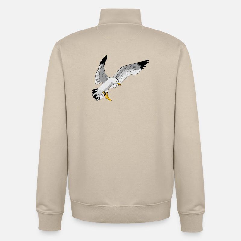 Stilvolle Seevogel Silhouette einer Möwe - Unisex Organic Zip Sweatshirt von Stanley/Stella - Cremebeige