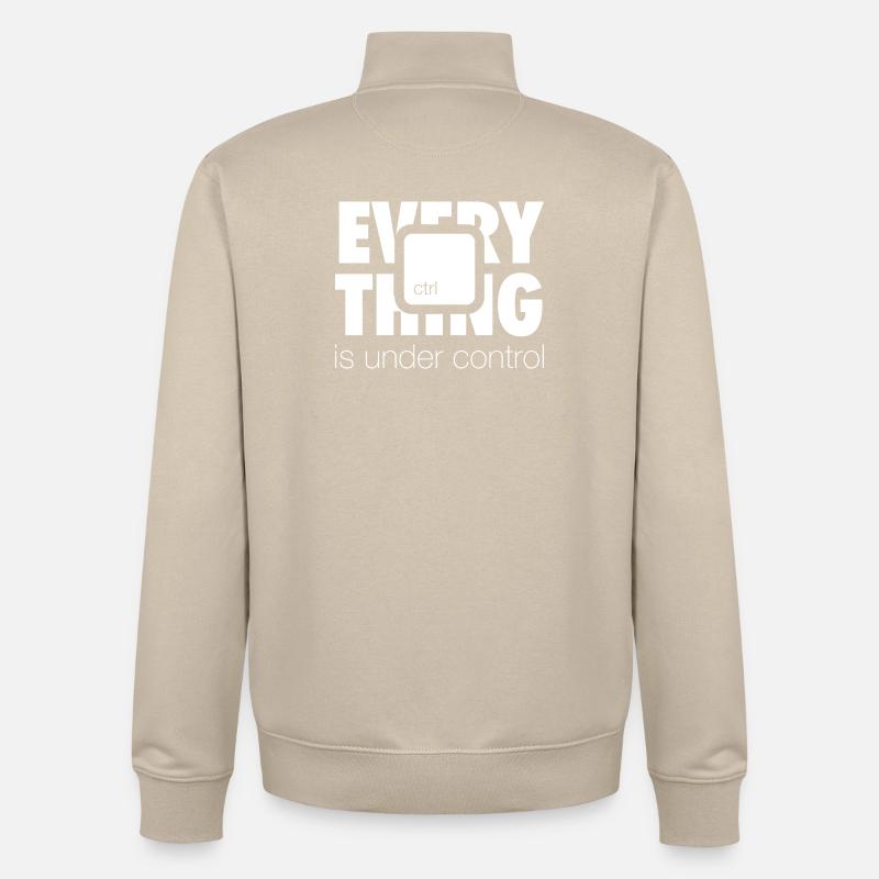 Sous ctrl (sombre) - Sweat zippé unisexe en coton bio Stanley/Stella - beige crème