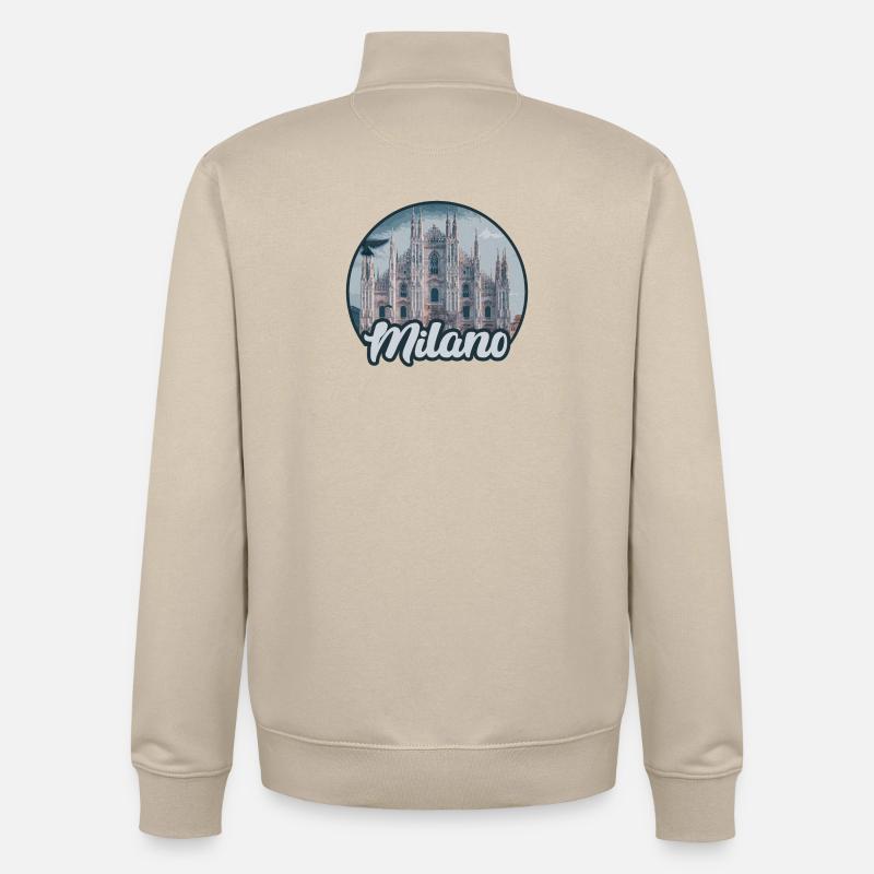 Silhouette du Duomo de Milano - Sweat zippé unisexe en coton bio Stanley/Stella - beige crème