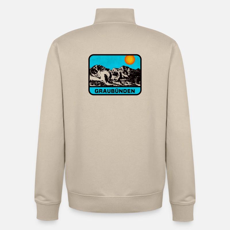 Graubünden Panorama Sonnenrand - Unisex Organic Zip Sweatshirt von Stanley/Stella - Cremebeige