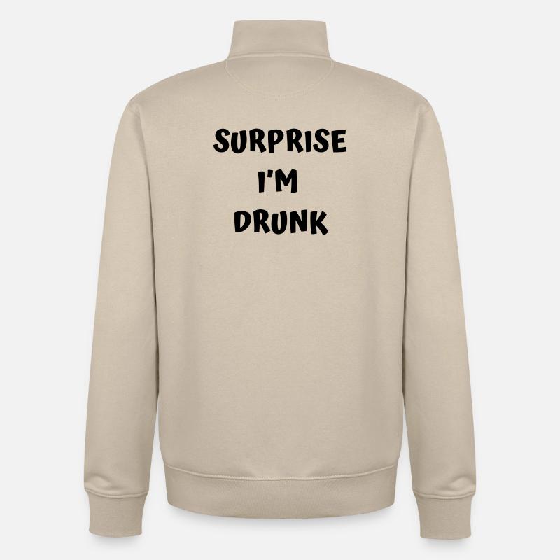 Texte drôle d’ivrogne - Sweat zippé unisexe en coton bio Stanley/Stella - beige crème