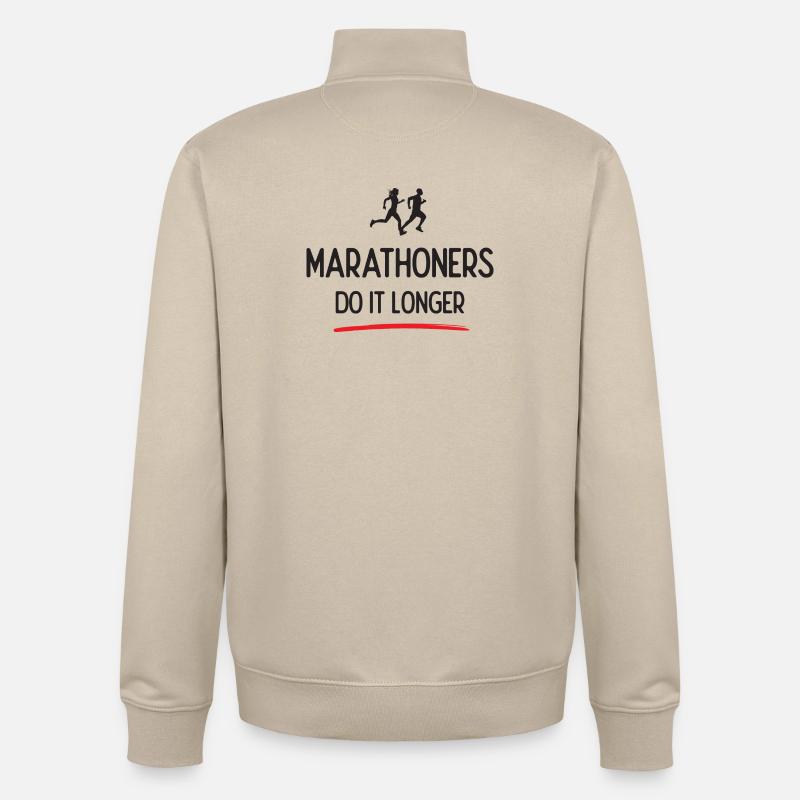 Les marathoniens le font plus longtemps - Sweat zippé unisexe en coton bio Stanley/Stella - beige crème
