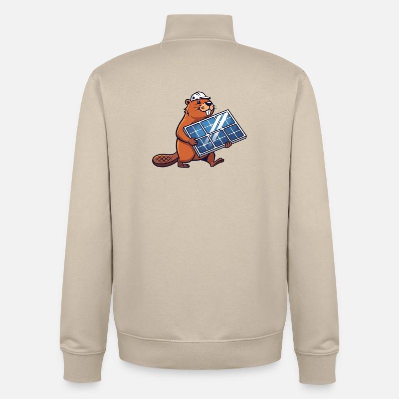 Beaver Installer Solar Panel Engineer Cartoon - Unisex Organic Zip Sweatshirt by Stanley/Stella - desert dust