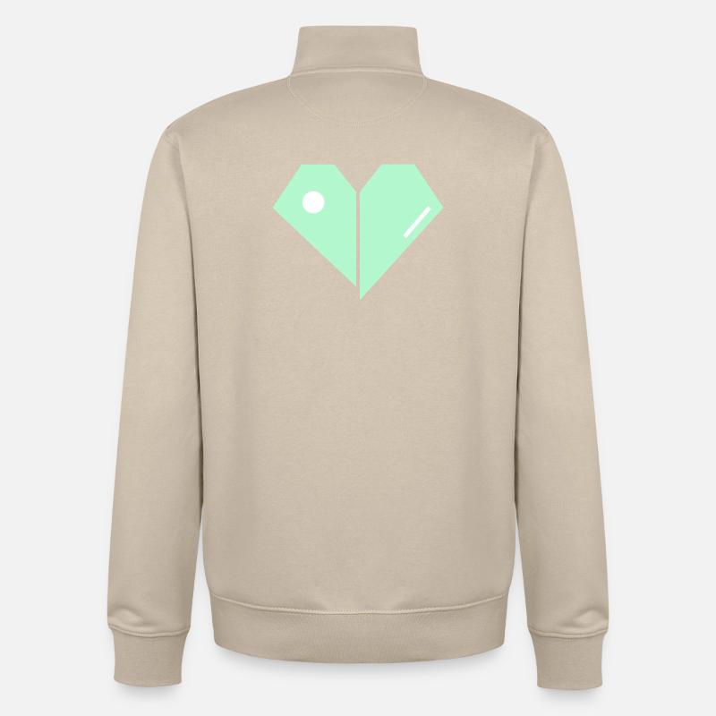 Mint Herz Split Minimalist - Unisex Organic Zip Sweatshirt von Stanley/Stella - Cremebeige