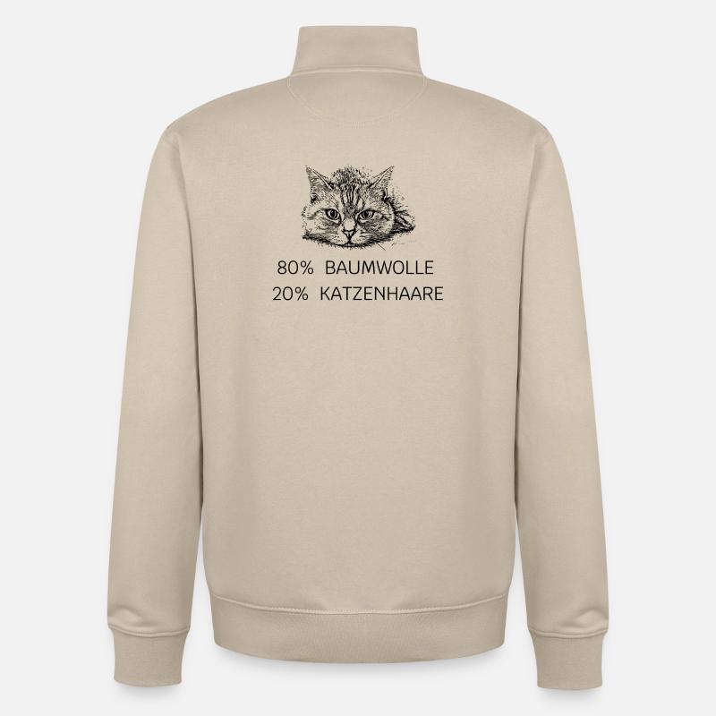 80 % coton - 20 % poils de chat - Sweat zippé unisexe en coton bio Stanley/Stella - beige crème