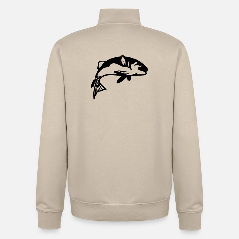 Pêche au poisson Pêche pêcheuse - Sweat zippé unisexe en coton bio Stanley/Stella - beige crème